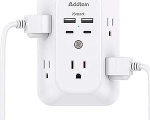 Surge Protector Outlet Extender - Addtam 5-Outlet Splitter with 4 USB Wall Charger(2 USB-C Ports), Multi Plug Outlet Power Strip for Home, Dorm Room Essentials