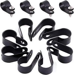 Hilitchi 120Pcs Plastic Cable Clamp R Type Screw Mounting Cord Fastener Cable Clips with Screws for Wire Management Cable Conduit (1/2, Black)