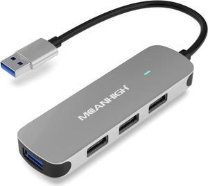 USB Hub, 4-Port Dongle with USB 3.0, USB 2.0, Multiple USB Port Expander for Laptop, MacBook, Surface Pro, XPS, PC, Flash Drive, Mobile HDD (USB-A)