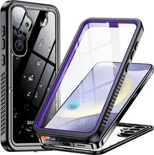 Designed for Samsung Galaxy S24 Case,Waterproof Built-in Lens & Screen Protector [Full Body Shockproof][Military Drop Proof][IP68 Underwater] Phone Case for Galaxy S24 5G-Purple (2024)