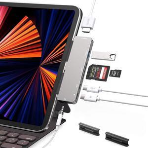 Adapter for iPad Pro USB C Hub 2024 M4 M2 M1 12.9 11 2022 2018/iPad Air 4/5/6/iPad Mini 6, 7in1 USB C Adapter with 4K HDMI,3.5mm Jack,USB3.0,PD 60W,SD/TF,USB-C 3.0 Data,iPad Accessories