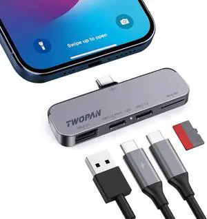USB C iPhone Hub for ProRes Video Recording - Ultra-Slim Aluminum USB 3.2, Dual USB-C, Micro SD, and Charging Port Hub for iPhone 15 Pro/Pro Max