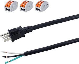 12 AWG Power Cord 12FT Open End Heavy Duty 12 Gauge 3 Prong 12 Foot 3 Wire SJT Power Supply Cord NEMA 5-15P, 1875W at 125V Replacement Power Cord for Power Tool