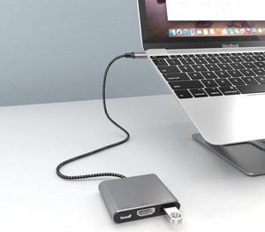 Battony USB C Multiport AV Adapter with 4K HDMI Output USB 3.0 Port, 50cm Braided Cable & USB-C Fasting Charging Port,Compatible for MacBook Pro Air M1 M2 Pad Pro iMac and Other Type C Devices
