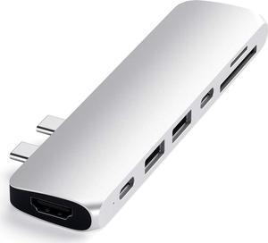 Satechi USB C Hub Adapter, USB C Dongle 7 in 1, USB C with 4K HDMI, 87W USB C PD Charging, USB C Data, 2 USB-A Data, Micro/SD Card Readers, for MacBook Pro/Air M1 M2 M3 - Silver