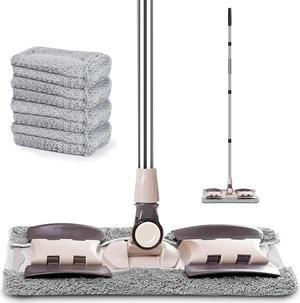 MAYSHINE Microfiber Hardwood Floor Wet and Dry Dust Mop w/ 5 Reusable Pads, 360 Spin Mop System | Use on Wood, Tile, Laminate, Vinyl and More | Flat Mop with 60" Extendable Stainless Steel Handle
