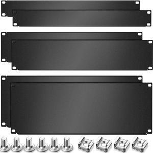 1U,2U,4U Blank Panel Metal Rack Mount Filler Panel Mount Panel Spacer 19 Inches Rack Blanking Panel Kit for Enclosure Server Rack Cabinet Black (6 Pieces)