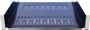 RAISING ELECTRONICS 1 Pack 19inch Vented Steel 2 Space 2U Rack Mount Cantilever Network Shelf 18inch Deep