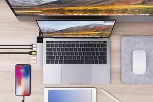 HyperDrive Mac USB C Hub Adapter, Sanho USB Type C Multi-Port Hub MacBook Pro 2020 2019 2018-2016, MacBook Air 8-in-2 Dongle w USB-C 100W PD, 4K HDMI, MiniDP, microSD/SD Card Reader, 2xUSB A- Silver