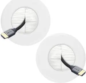 VCELINK TV Cord Hider for Wall Mounted TV, Brush Wall Grommet for Low Voltage Cables Pass Through, Includes Hole Saw Drill Attachment and Mounting Brackets for Easy Install, White, 2-Pack