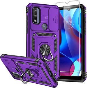 SMKY for Moto G Play 2023 Case,Moto G Pure Case,with Screen Protectors and Camera Cover,[Military Grade] 16ft.Drop Tested Cover with Magnetic Kickstand Protective Case for Moto G Play 2023, Purple