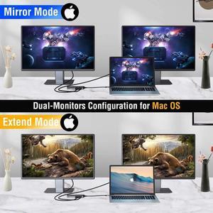 Dual HDMI Laptop Docking Station Dual Monitor, Universal USB C Dock Triple Display Adapter for MacBook Pro Air, Windows Type C Laptops