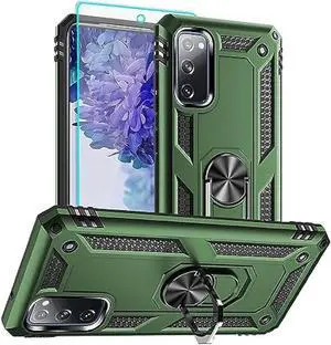 for Samsung Galaxy S20 FE Case, Samsung S20 FE Case with HD Screen Protector, [Military Grade 16ft. Drop Tested] Ring Shockproof Protective Phone Case for Samsung Galaxy S20 FE,ArmyGreen