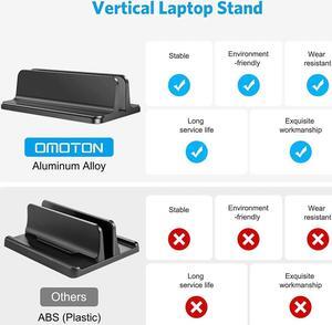 Vertical Laptop Stand Holder, OMOTON Desktop Aluminum Stand for MacBook with Adjustable Dock Size, Fits All MacBook, Surface, Chromebook and Gaming Laptops (Up to 17.3 inches), Black