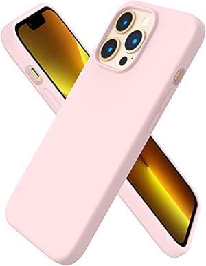 ORNARTO Compatible with iPhone 13 Pro Case 6.1, Slim Liquid Silicone 3 Layers Full Covered Soft Gel Rubber Case Cover 6.1 inch-Chalk Pink
