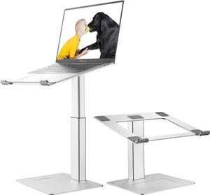 Laptop Stand for Desk, Ergonomic Aluminum Laptop Stand Adjustable Height from 7-15", Sitting and Standing Laptop Riser for 10-17" Notebook (Silver)