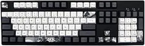 JSJT Ink Lotus Keycaps 140 Keys OEM Profile Keycaps PBT Dye Sublimation Keycaps for ANSI/ISO Layout Cherry MX Switch Mechanical Gaming Keyboards GK61/64/68/84/87/96/980/104/108 (with 6.25u spacebar)