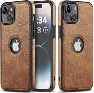 for iPhone 15 Case Vegan Leather Slim Luxury Elegant Vintage Phone Cover 2023 6.1 Inch (Brown)
