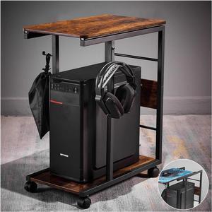 Computer Tower Stand,PC Tower Stand,Computer Tower Stand with Sliding Wooden Platform,Retro Style CPU Tower Stand,PC Stand can Hold up to 26 * 21 * 12 inches Computer. (with Mouse pad)