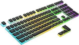 Ranked Pudding PBT Keycaps | 112 Double Shot Translucent ANSI US & ISO Layout | OEM Profile for RGB Mechanical Gaming Keyboard (Black)