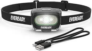 Rechargeable LED Headlamps by Eveready, Super Bright Water Resistant Head Lights for Running, Camping, Emergency, Outdoors (USB Cable Included)
