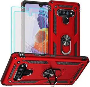 Yiakeng for LG Stylo 6 Phone Case, Stylo 6 Phone Case with Screen Protector, Military Grade Protective Cases with Ring for LG Stylo 6 (Red)