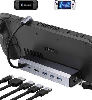 JSAUX Docking Station for Steam Deck/ROG Ally, 6-in-1 Steam Deck Dock with HDMI 2.0 4K@60Hz, Gigabit Ethernet, 3 USB-A 3.0 and 100W USB-C Charging Port, Compatible with Steam Deck OLED-HB0603