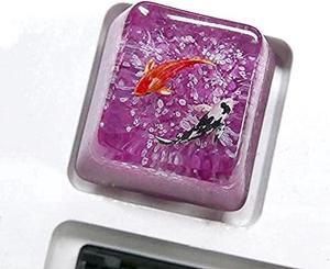 Gaming Keycaps Koi Fish Resin Keycaps for Cherry MX Swtiches (OEM R4) (Pink Mauve)