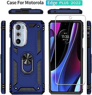 Anvzle for Motorola Edge Plus 2022 Case with [2 Pack] Glass Screen Protector, Moto Edge Plus 5G UW 2022 Case Dual Layer Protective Heavy Duty [Military-Grade] Moto Edge+ 2022 Phone Cover (Blue)