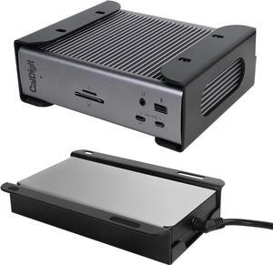 Under Desk Holder for Thunderbolt 4 Dock/Thunderbolt 3 Dock and Power Cable, Under Desk Iron Storage Rack for TS4 / TS3 Plus, No Drill, Easy Install with All Hardware Included