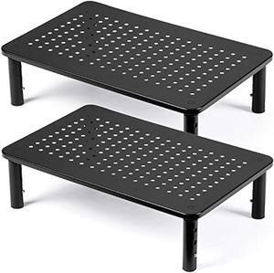2 Pack Desktop Riser, 3 Height Adjustable Monitor Stands for 2 Monitors, PC, Computer, Printer, iMac, Desktop Monitor Stand with Ventilated Platform for Airflow by DOLALIKE
