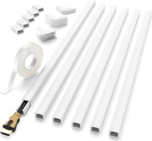 Delamu Cord Hider, 94in Cable Hider, One-Cord Cord Cover Wall, Paintable Cable Cover Raceway, Wire Hiders for Tv on Wall, Wire Covers for Cords, Wall Cord Cable Concealer, 6xL15.7 W0.59 H0.4in, White