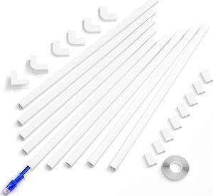 142in Cord Hider, Delamu Cord Cover Wall, One-Cord Channel Cable Hider, Wire Covers for Cords, Wall Cable Cord Concealer, Cable Wire Cover, Wire hiders for TV on Wall, 9xL15.7 W0.59 H0.4in, CC03 White