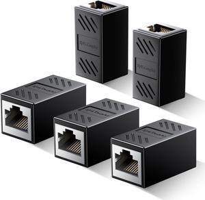 Ethernet Coupler, 5 Pack 1000Mbps High Speed Ethernet Extender for Cat7 Cat6 Cat5e Cat5 Cable, Plug and Play, Female to Female Ethernet Connector, in Line Coupler