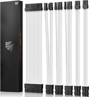 ASIAHORSE 16AWG PSU Cable Extension Power Cords, Customized Power Supply Mod Sleeve Extension Cable, ATX/EPS/8-pin PCI-E/6-pin PCI-E for PSU Cable (White)