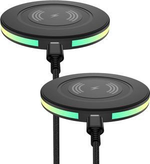 2Pack 15w Phone Wireless Charging Pad for Google Pixel 8 8 Pro 7 pro 7a 7 6 pro, QI Wireless Charger Station Cargador Inalambrico for Android Samsung Galaxy S24 S23 + S22 Ultra Apple iPhone 15 14 13