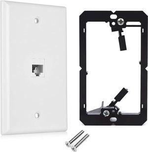 CAT.6 RJ45 Ethernet Wall Plate, OZXNO 1-Pack RJ45 Female to Female Keystone Jack Wallplate Removable Cat6 Inline Coupler Faceplate with Low Voltage Mounting Bracket Device (1 Port)