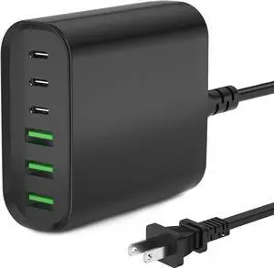USB C Charging Station,Multiports with 3 USB C and 3 QC USB A,Portable PD Fast USB C Wall Charger for iPhone14/13/12/11 Pro Max,iPad,iWatch,Pixel Samsung Galaxy, 100W,6 Port