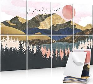 Tutmyrea Art Acoustic Panels, 48"X32" Self-adhesive Sound Proofing Padding, 8 Pack Acoustical Soundproof Wall Panels, Decorative Sound Absorbing Panels for Home & Office (Mountain Tree)