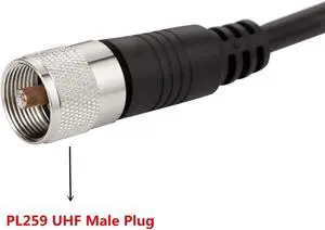 CB Antenna Cable, RG8x Coax Jumper, 6ft UHF Male to Male Low Loss CB Coaxial Cables, 50 Ohm for HAM Radio Antenna