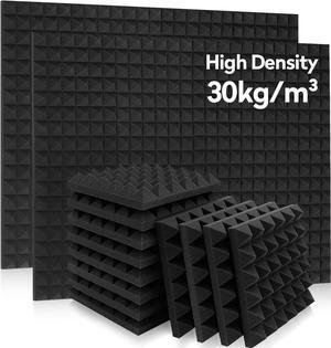 36 Pack Auslet Acoustic Panels 12 x 12 x 2 Inches, Pyramid Soundproof Wall Panels, High Density 30kg/m3, Black Acoustic Foam Panels, Sound Proof Panels for Walls