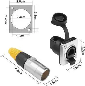 YACSEJAO RJ45 Interface Waterproof Sockets Connector, Right Angle RJ45 Panel Mount IP65 Waterproof Cat5/5e/6 8P8C Ethernet LAN Extension Coupler Assembly for Indoor Outdoor Network, 2 Pair