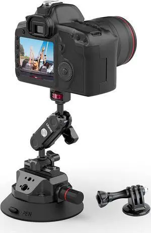Camera Suction Cup Mount for Gopro - ULANZI SC-02 4.5in Pump-actived Vacuum Suction Mount w Quick Release NATO Magic Arm Car Boat Windshield Window Mount Compatible with Go pro Nikon Canon Sony DSLR