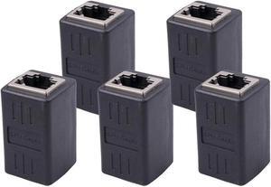 Ethernet Extender RJ45 Couplers Network Cable Coupler Internet Female to Female Connector Inline Coupler for Cat5/ Cat5e/ Cat6/ Cat7 Ethernet Extension Cable (5 Pack Black)