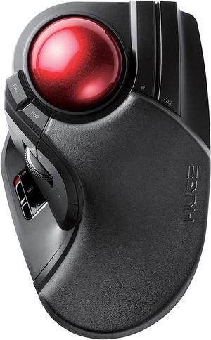 ELECOM HUGE Trackball Mouse, 2.4GHz Wireless USB, Precise Finger Control, Customizable 8-Button, Gaming Optical Sensor, Large Soft Palm Rest, Smooth Red Ball, Window PC Mac Computer Laptop (M-HT1DRBK)