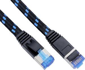 Cat 8 Ethernet Cable LAN Cable Aluminum foil Shielded Line 3FT 5FT 10FT 25FT High Speed 40G Heavy Duty Network LAN Nylon Weaving Gold Plated RJ45 Connector Outdoor Weatherproof Router (Cat8-3FT)