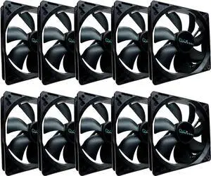 Apevia CF1012S-BK 120mm 4pin Molex & 3pin Motherboard Black Silent Case Fan (10-pk)