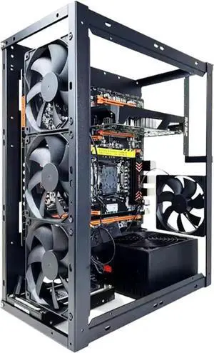 Computer Case DIY Computer Motherboard Case Rack Aluminum Frame Chassis Cooling Rack Stand Open Chassis Support Bracket Dynamic, 1, Black