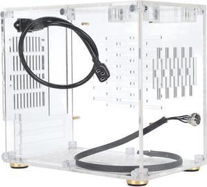 Mini ITX PC Case, Small Gaming PC Case with Clear Acrylic Panel, DIY Mini ITX Computer Gaming Case, 360 Degrees Open Hollow Cooling, Transparent