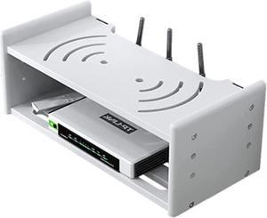 LINGERIN Wireless Router Storage Box Router Fences Wall Shelf WiFi Router Storage Box Wireless WiFi Router Shelf Wall Mount Floating Shelf Desktop Storage Box (Color : White, Size : 30x18.5x15cm)